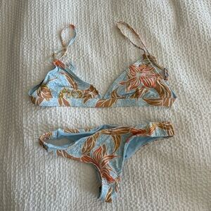 Roxy Blue and Brown Floral Bikini